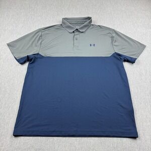 Under Armour Mens Polo Shirt XL Gray Blue The Performance Golf Loose Heatgear